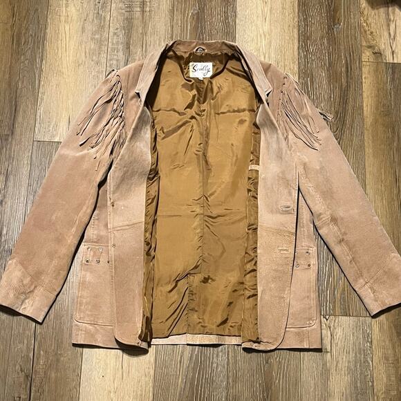 VTG Scully Suede Leather Fringe Jacket Mens XL Tan Western Cowboy Rodeo Biker - Picture 4 of 11